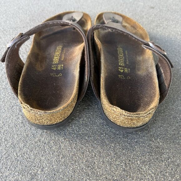 Birkenstock Gizeh Sandals 41 Legendary #43751 Brown Birkibuc Made In Germany - Picture 5 of 6